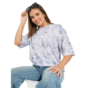 T-shirts en coton 100% doux et amples pour femmes, teints unis, tricotés, lavage à l'acide, personnalisables, en gros, pas chers, services OEM - Product Image 4