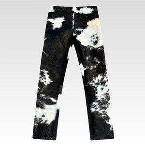 New Arrival Comfortable Stylish Design Heavyweight Breathable <b>Men's</b> High Quality Casual Loose Cowhide <b>Leather</b> <b>Pant</b> - Product Image 1
