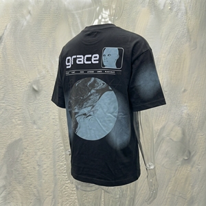 T-shirt décontracté pour homme en coton noir, col rond, manches courtes, coupe ample, tissu jersey, logo frontal, style streetwear, écologique - Product Image 6