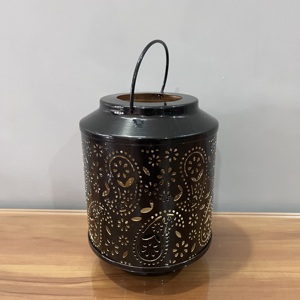 L651 Iron <b>Black</b> Finish Votive Home Decor <b>Lantern</b> Artisan Design - Product Image 2