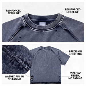 T-shirt Homme Oversize en Coton Délavé à l'Acide, Col Rond, Style Vintage Streetwear Décontracté, Tendance du Marché Américain - Product Image 4