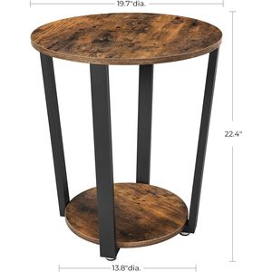 <b>Rustic</b> Brown 2-Tier Accent <b>Bedside</b> <b>Table</b> with Storage Shelf Easy Assembly Nightstand for Small Spaces Living Room & Bedroom - Product Image 3