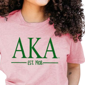 Camiseta de Manga Corta con Letras Griegas Personalizadas AKA, Cuello Redondo, Algodón Rosa, Ropa de Sororidad para Mujer, Ropa para el Campus - Product Image 3
