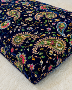 Luxury Velvet Embroidery <b>Fabric</b> Sequence Beaded Chain Stitch Designer Textile For Wholesale Fashion Garment Buyers For Importers - Product Image 4