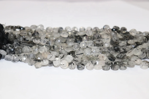 Black Rutile Faceted Heart Shape Beads 8mm Black Rutile Beads Rutile faceted Heart beads - Product Image 3