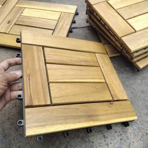 Contemporary Design Interlocking Decking Tiles Wood Grain Finish Brushed Anti-Slip Waterproof 300x300mm Outdoor Balcony <b>Flooring</b> - Product Image 4