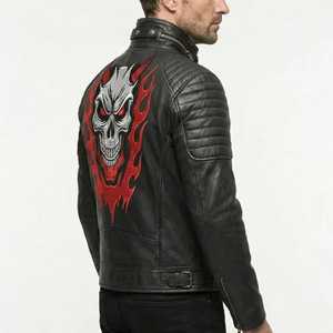 Chaqueta de Cuero para Hombre de Diseño Moderno Juvenil Estilo Americano, Chaqueta de Cuero de Lujo de Alta Calidad con Diseño Personalizado y Bordado a Medida - Product Image 4