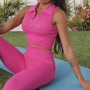 Nuevo Conjunto de Shorts de Yoga para Mujer, Sexy, Sólido, Espalda Descubierta, Cintura Alta, Sin Costuras, Ecológico, Transpirable, para Verano, 2 Piezas - Product Image 5