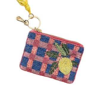 TOUCH DOWN Pochette à main vintage pour femmes et filles, porte-monnaie perlé, couleur personnalisée Halloween, thème Noël, fermeture éclair - Product Image 5