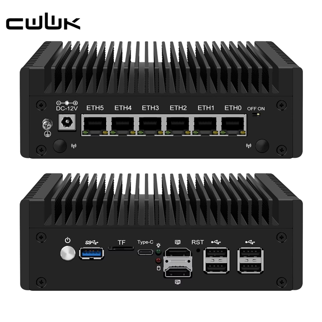 CWWK Firewall Pfsense Router Fanless Mini PC N150 6 X I226-V 2.5GbE LAN 4K 3 Display OPNsense Hardware Micro Firewall Appliance