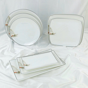 Ensemble de 3 plats rectangulaires de luxe en mélamine émaillée, design zen asiatique, blanc clair uni, vaisselle résistante au lave-vaisselle, non toxique, durable - Product Image 6