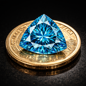 Moissanite bleue de laboratoire taille trillion 4 carats haute brillance |   A. U. Gems 11x11mm Gemmes en vrac en gros - Product Image 1