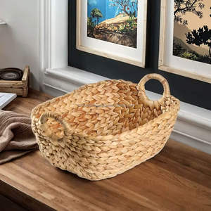 Panier de rangement tressé à la main en jacinthe d'eau naturelle écologique, décoration d'intérieur, panier à linge durable pour salle de bain et salon - Product Image 5