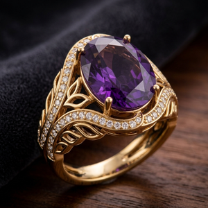 Best Selling Blue Amethyst 925 Sterling Silver 18K Gold Plated <b>Ring</b> US 6 8g Trendy Wholesale Top Product - Product Image 3