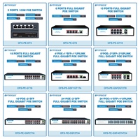 Switch de Red de Fibra Óptica de 4, 5, 8, 16, 24 Puertos, Fast Ethernet Gigabit 10g con 2 Puertos de Enlace Ascendente SFP, 48v, ONV, POE