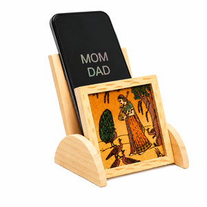 Support de téléphone portable en bois artisanal avec pierres précieuses – Support décoratif indien pour téléphone - Product Image 4