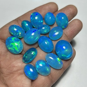 Premium Hasnain Gems Ethiopian Natural Opal Pryba Color Blue Oval Cut Cabochon Multi Fire Flash Loose Gemstone October - Product Image 2