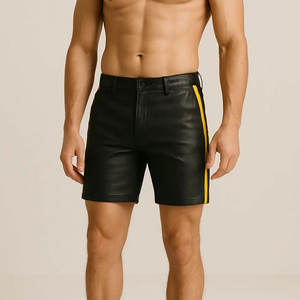 Sportswear Men's Leather Shorts Gym Fitness Training <b>Exercise</b> Wear Shorts 100% Leather made Men's Shorts for Sale - Product Image 1