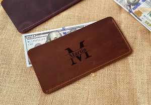 Portefeuille en cuir véritable pour espèces, fournisseur en gros, marque personnalisée, pochette minimaliste pour défi d'épargne LCE-0031 - Product Image 5