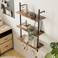 Étagère murale en acier inoxydable avec barre porte-serviettes et crochets, étagères industrielles à trois niveaux pour salle de bain, cuisine, salon, Vietnam