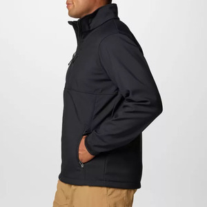 Chaqueta con Capucha Unisex Negra de Forro Polar, Cuello Alto, Cierre de Cremallera, Resistente al Viento, Informal, para Invierno, de Poliéster Tejido, con Logotipo Frontal - Product Image 3