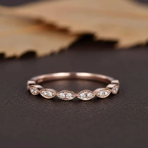 Belle bague demi-éternité en zircon cubique, coupe ronde, alliance de mariage en argent sterling 925, bijoux de mariage pour anniversaire - Product Image 6