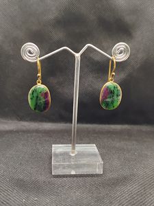 Boucles d'oreilles pendantes en laiton doré avec pierre précieuse naturelle Zoisite rubis, cadeau de mariage, bijoux - Product Image 3