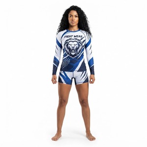 Conjunto de Compresión MMA para Mujer, Sublimado con Diseño de Tigre Rojo y Negro, Camiseta de Manga Larga y Pantalones Cortos Ajustados que Absorben la Humedad - Product Image 6