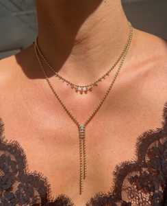 Collar Bolo de Oro Real de 14k y 18k al por Mayor, con Diamantes Cultivados en Laboratorio, Cadena de Bolas, Lariat Flotante, Gargantilla con Cuentas y Púas, Fabricante - Product Image 3