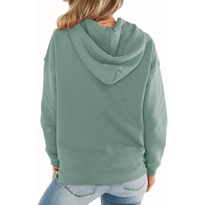 Sweat à capuche pour femme, coupe oversize, épaules tombantes, style streetwear décontracté, en coton bouclé, vente en gros - Product Image 4