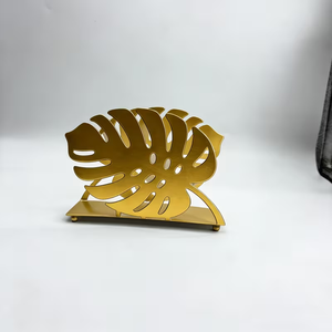 Porte-serviettes en forme de feuille de Monstera dorée, support à papier en métal en forme de feuille tropicale, organisateur de table à manger décoratif, cuisine, restaurant - Product Image 1