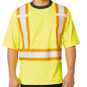 T-shirts de sécurité pour hommes en polyester et coton, haute visibilité, respirants, style vêtements de travail, avec logo personnalisé, service OEM - Product Image 1