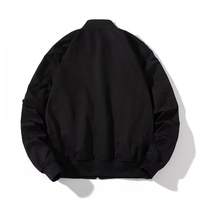 Blouson bomber noir pour homme, col rabattu, fermeture éclair, coupe classique, couleur unie, style décontracté, matière polyester, idéal pour l'automne