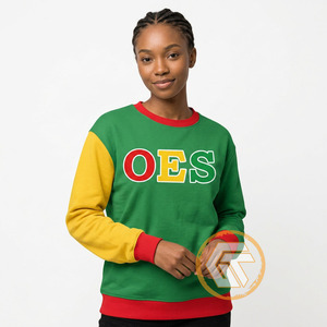 Sweat-shirt en molleton à col rond pour femme OES Sister, manches longues, en coton tricoté, avec broderie et imprimé lettres sur le devant, design automne - Product Image 3