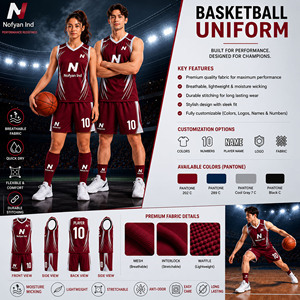 Uniforme de Baloncesto NOFYAN IND NI-212 OEM/ODM Color Granate, Conjunto de Camiseta y Pantalones Cortos para Jugador Número 10, Impresión por Sublimación, Poliéster Transpirable para Adultos - Product Image 6
