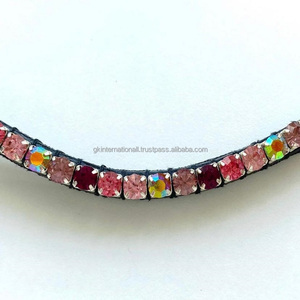 Wholesale Manufacturer of Genuine Leather Horse Brow Band 1 Row <b>Large</b> Branded Colorful <b>Stones</b> Bling Leather Brow Band All Sizes - Product Image 2