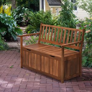 "Teak Deck <b>Box</b> with 41 Gallon Storage Capacity and PE Lining <b>for</b> <b>Garden</b> <b>Tools</b>" - Product Image 2