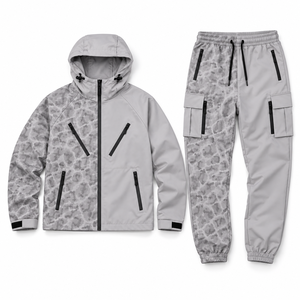 Private Label <b>Windbreaker</b> <b>Camo</b> Track Suit Water Reflective 100% Nylon <b>Windbreaker</b> Utility Pocket Shorts Set For Men's Zip Up USA - Product Image 5