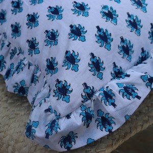 Funda de Cojín Cuadrada Estampada con Borde de Volantes, Diseño Floral Azul, Estilo Bohemio, Decoración para el Hogar - Product Image 5