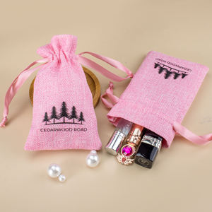 Sacs à bijoux en jute de style rustique, petite taille avec fermeture à cordon pour emballage cadeau - Product Image 6