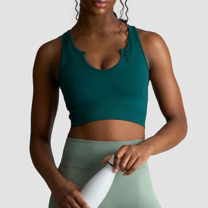 Débardeur de sport pour femme en tissu côtelé, col en V profond, haute élasticité, moulant, respirant, pour la gym - Product Image 5