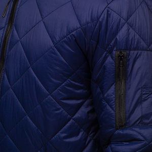 Blouson bomber matelassé bleu pour homme avec fermeture éclair, coupe-vent, vêtement d'extérieur décontracté, idéal pour l'automne - Product Image 6