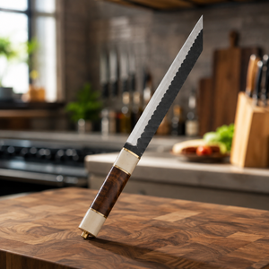 Cuchillo Japonés Hecho a Mano de Acero con Alto Contenido de Carbono, Hoja Fija con Mango de Madera de Ébano y Hueso, Funda de Cuero Genuino, Precio al por Mayor - Product Image 4