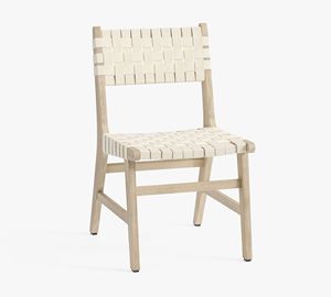 Chaise de salle à manger ergonomique moderne en bois de teck avec finition Biscotti, assise et dossier en corde, écologique et empilable pour entrepôt et école - Product Image 1