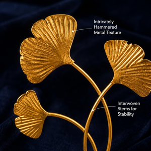 Modern <b>Gold</b> Finish Metal Ginkgo Leaf Sculpture <b>Decorative</b> Tabletop Showpiece Elegant Botanical Art for Office Desk <b>Living</b> <b>Room</b> - Product Image 3