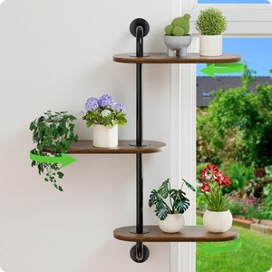 Teak Wood Industrial Wall Hanging Plant Shelf | Handcrafted Wooden <b>Planter</b> Stand with Wall Mount - Product Image 1