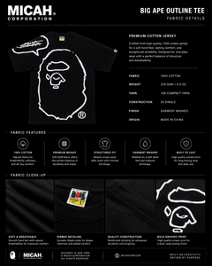 Camiseta Personalizada de Estilo Urbano Vintage para Hombre, con Estampado Gráfico de Cabeza de Simio Grande en la Parte Delantera, 100% Algodón Tejido, 240g, Corte Regular, Manga Corta - Product Image 5