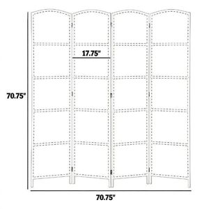 Paravento Pieghevole a Quattro Pannelli Bianco, Divisorio per Camera da Letto, Separatore per Ambienti - Product Image 6