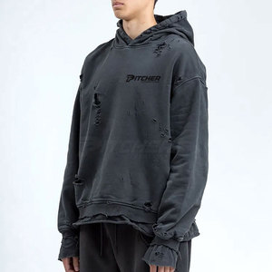 Sweat-shirt haut de gamme effet usé pour homme, style streetwear, avec doublure intérieure confortable - Product Image 2