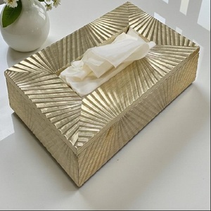 Premium Modern Wooden Tissue <b>Box</b> Cover with Decorative Metal Cut work & Matching Container - Product Image 5